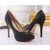 fabric peep toe platform pump