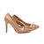 Beige patent leather rivet point head pump