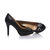 black leather peep toe platform pump