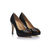 black leather peep toe platform pump