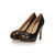 black patent leather peep toe platform pump