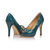 blue patent leather peep toe platform pump