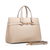 Beige Real Cowhide Leather Handle Bag