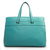 Light Blue Real Cowhide Leather Handle Bag