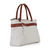 Tote Bag Cream with Light Coffee Leather