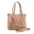 Beige soft patent leather zipper tote