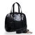 Embossed black patent leather tote