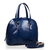 Embossed blue patent leather tote