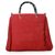 Red suede leather tassel bamboo shopper large tote