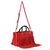 Red suede leather tassel bamboo shopper tote