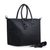 Woven leather handle tote bag