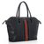 Black Leather Top Zip Tote with Center Calf Hair Detail