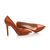 Orange leather pointed head pump