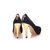 Dark blue suede leather lock pump