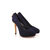 Dark blue suede leather lock pump