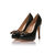 black patent leather platform pump