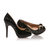 black patent leather peep toe platform pump