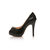 black patent leather peep toe platform pump