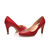 Red leather V collar pump