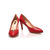 Red leather V collar pump