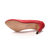 Red leather V collar pump