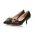 black leather pointed head pump