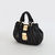 Black Quilting Lamb Skin Leather Lock Closure Handle Bag