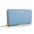 Light Blue Saffiano Leather Zipper Long Wallet