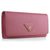 Dark Pink Saffiano Leather Button Flap Closure Wallet