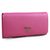 Fuschia Saffiano Leather Button Flap Closure Wallet