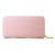 Pink Saffiano Leather Zipper Long Wallet