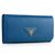 Royal Blue Saffiano Leather Button Flap Closure Wallet