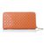 Orange Saffiano Leather Cutout Zipper Closure Wallet