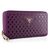 Purple Saffiano Leather Cutout Zipper Closure Wallet