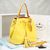 Yellow leather with red edge bucket bag