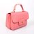 Pink Saffiano Leather Flap Handle Bag