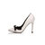 White patent leather bow-tie pointed head pump