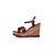 Wine patent leather cross tie wedge pump sandal