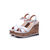 White patent leather cross tie wedge pump sandal