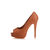 Coffee Leather Woven Peep Toe Pump