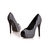 Black and White Leather Checkerboard Peep Toe Pump