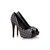 Black and White Leather Checkerboard Peep Toe Pump