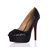 Black Leather Rivets Platform Pump