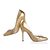 Metallic Gold Crack Leather Leather Rhinestone Pump