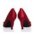 Red Satin Rhinestone Square Logo Pump