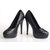 Black Woven Leather Platform Pump