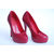 Red Woven Leather Platform Pump