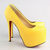 Yellow Croco Skin Leather Platform Pump