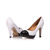 White with black head leather Pump with metal chain platform