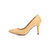 Beige patent leather pointed head pump